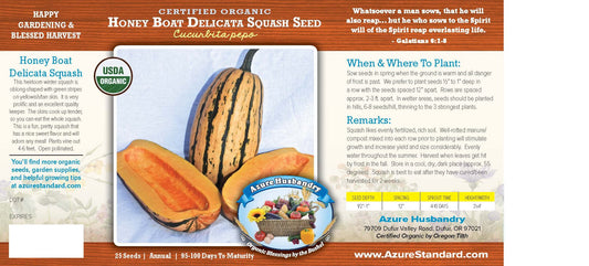 Honey Boat Delicata Squash Seed, Organic