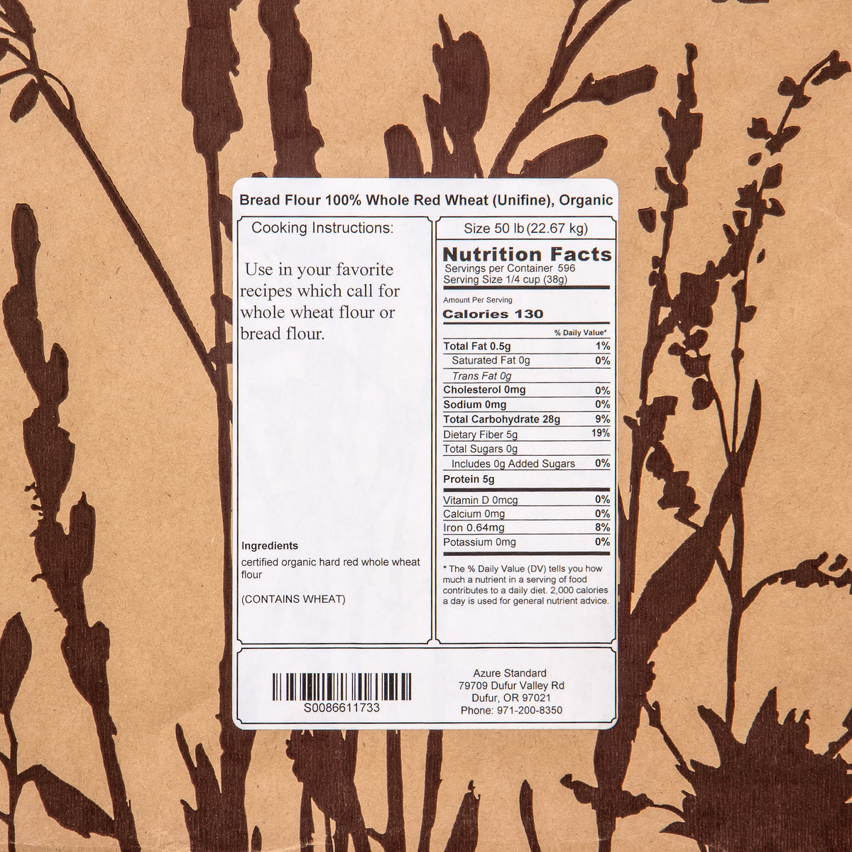 Bread Flour 100% Whole Red Wheat (Unifine), Organic