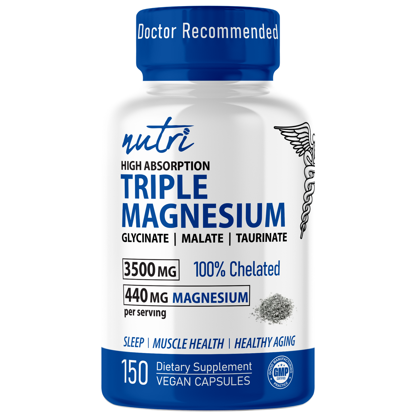 Triple Magnesium, High Absorption, 440mg, 100% Chelated
