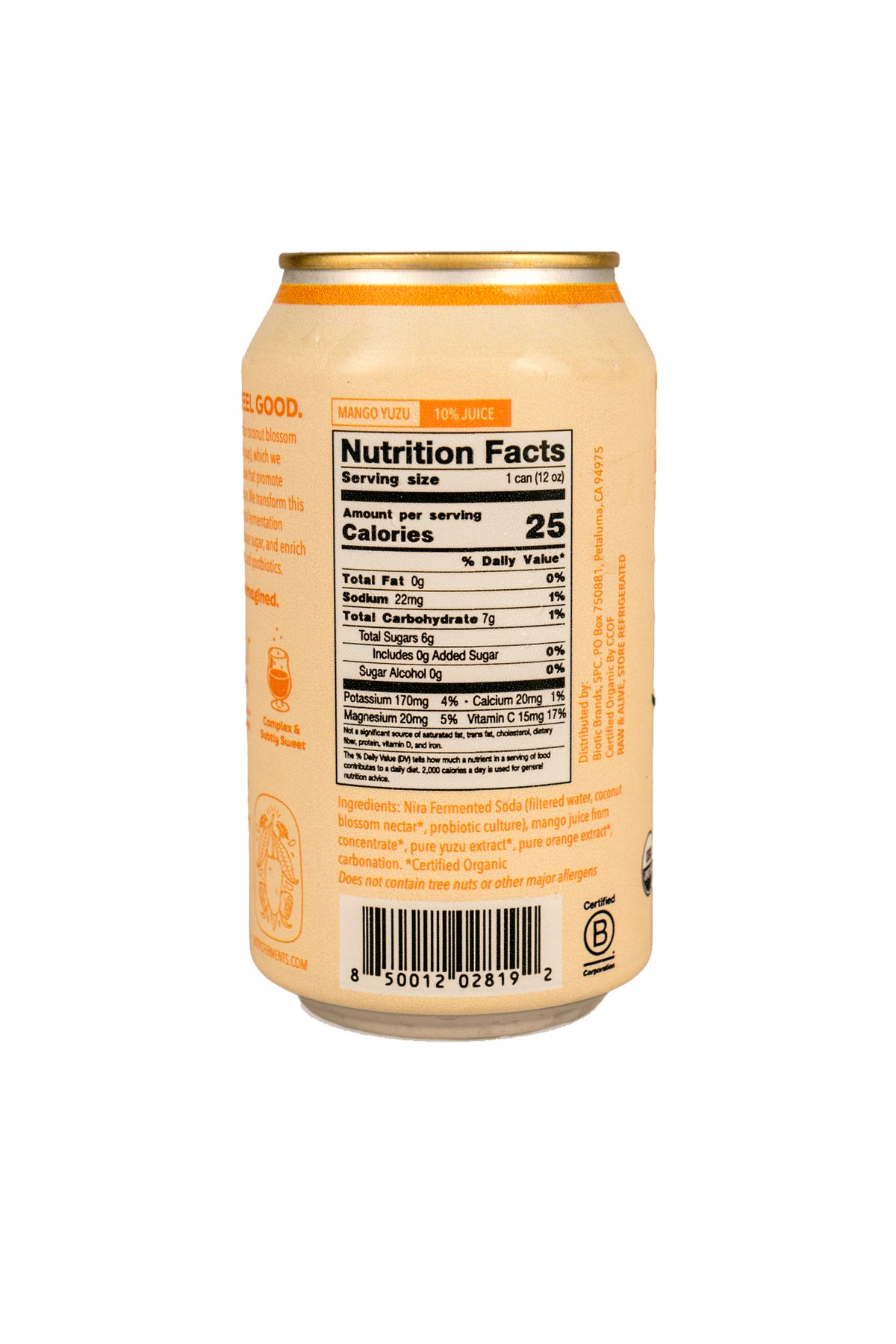 Nira Fermented Soda, Mango Yuzu, Organic