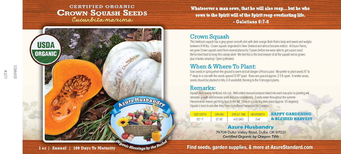 Crown Squash Seed, Organic