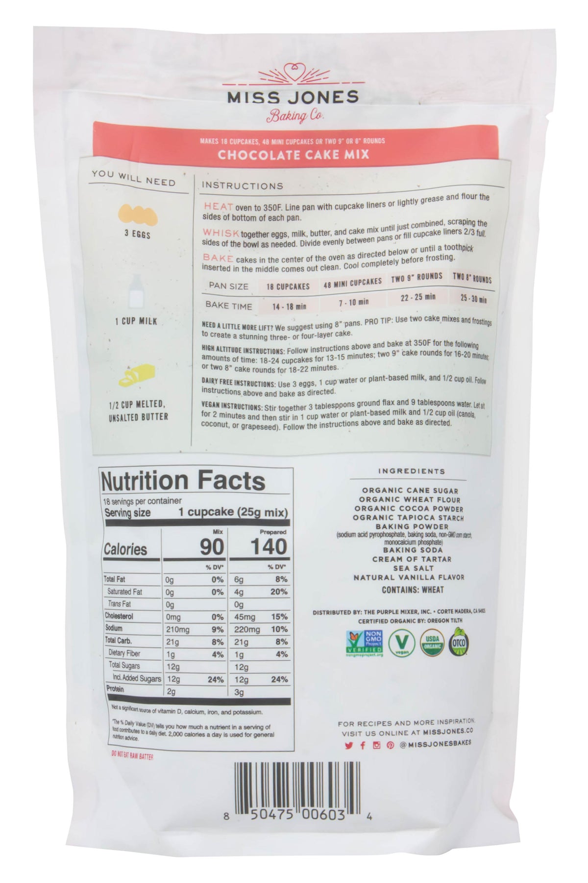 Cake Mix, Chocolate, Organic