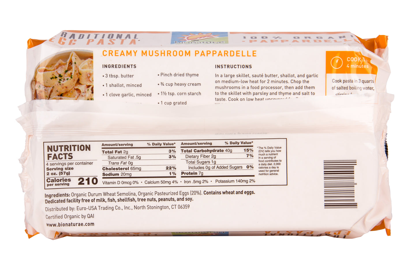 Pappardelle Durum Semolina Egg Pasta, Organic