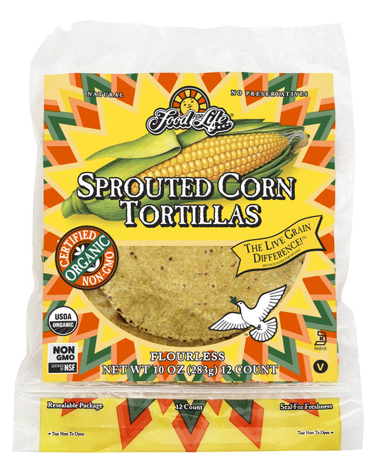 Tortillas, Sprouted Corn, 6 inch, Organic, WF, Frozen