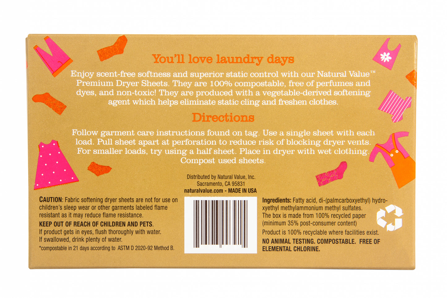 Dryer Sheets, 100% Compostable, Unscented