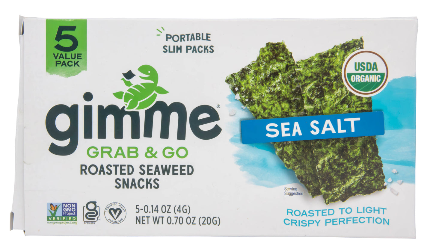 Roasted Seaweed Snack, Grab & Go, Sea Salt, Organic