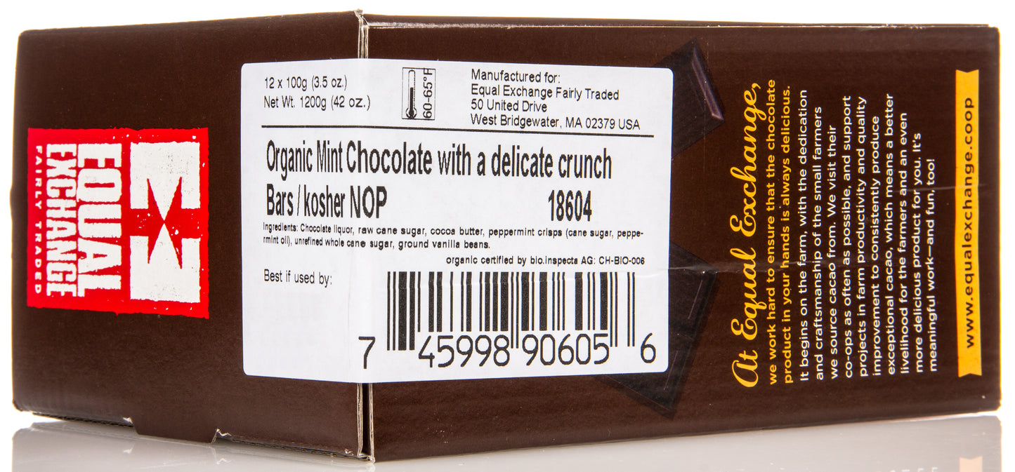*Dark Chocolate Bar, Mint Crunch 67%, Organic