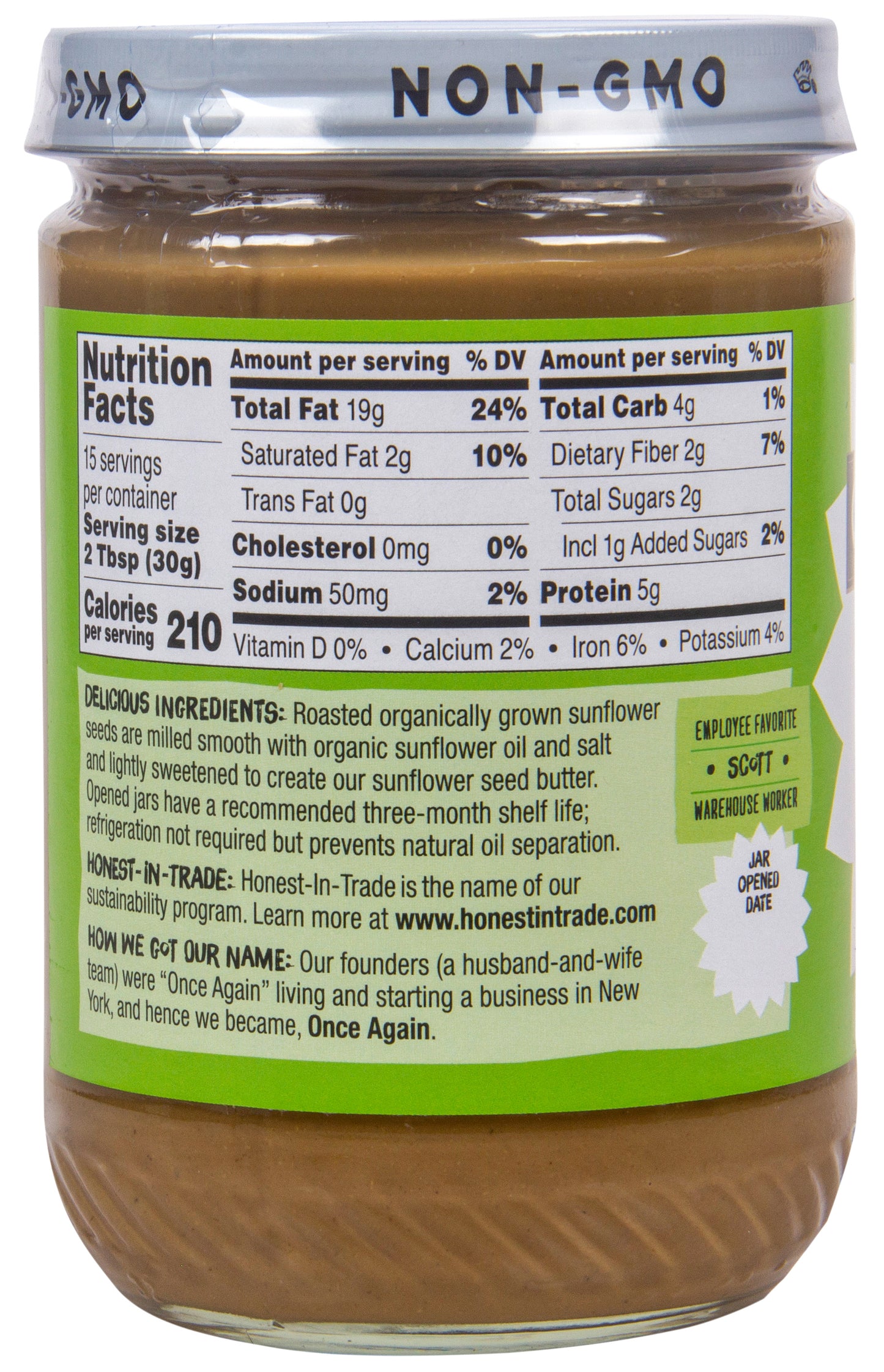 Sunflower Butter, Lightly Sweetened and Salted, Organic