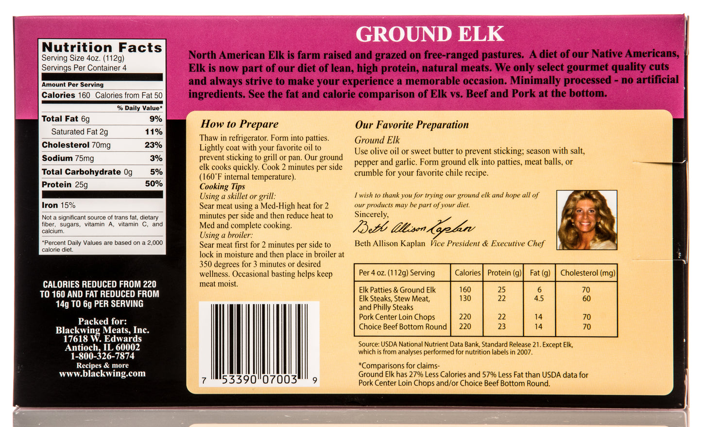 Elk, Ground, Frozen, Farm Raised