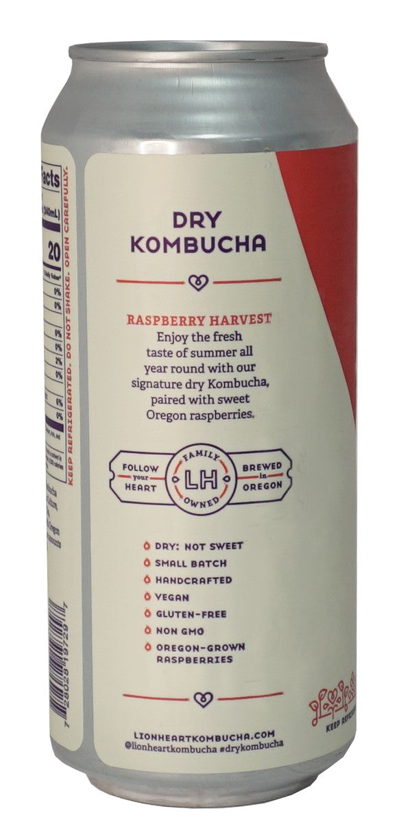 Kombucha, Raspberry Harvest, Raw