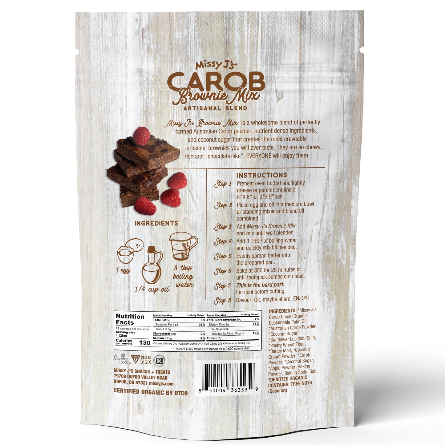 Carob Brownie Mix, Organic