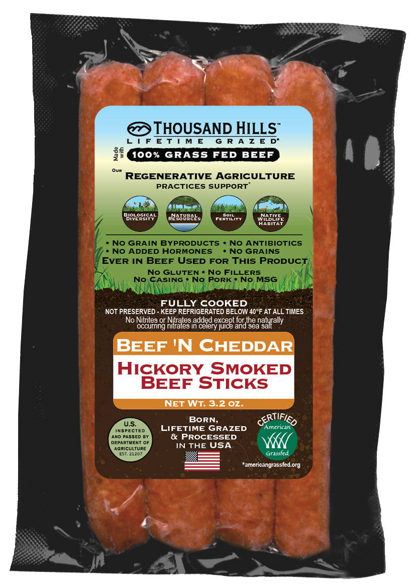 Beef Sticks, Uncured, Beef 'n Cheddar
