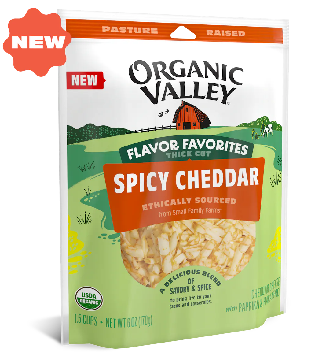 Cheddar Cheese, Spicy, Thick Shredded, Organic