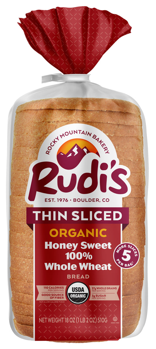 @Honey Sweet Wheat Bread, Thin Sliced, Frozen, Organic