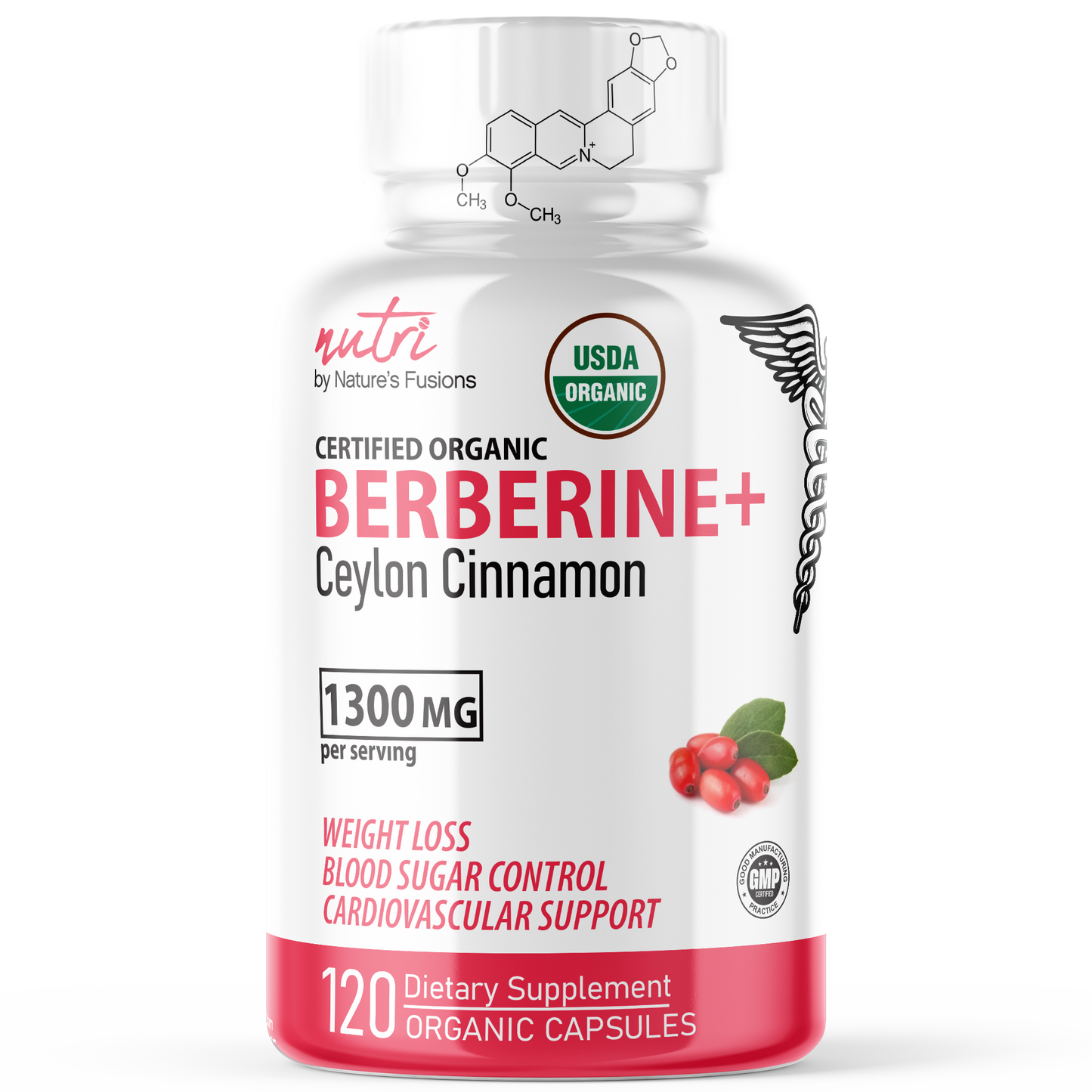Berberine+ With Ceylon Cinnamon, 1300mg, Organic