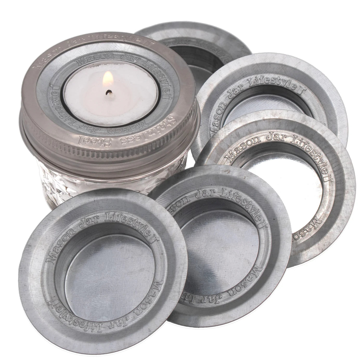 Tea Light Holder Metal Lid Inserts for Jars - Regular Mouth