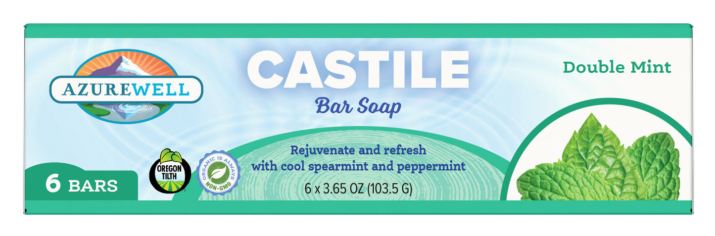 Castile Bar Soap, Double Mint (Spearmint & Peppermint with Oatmeal), Organic