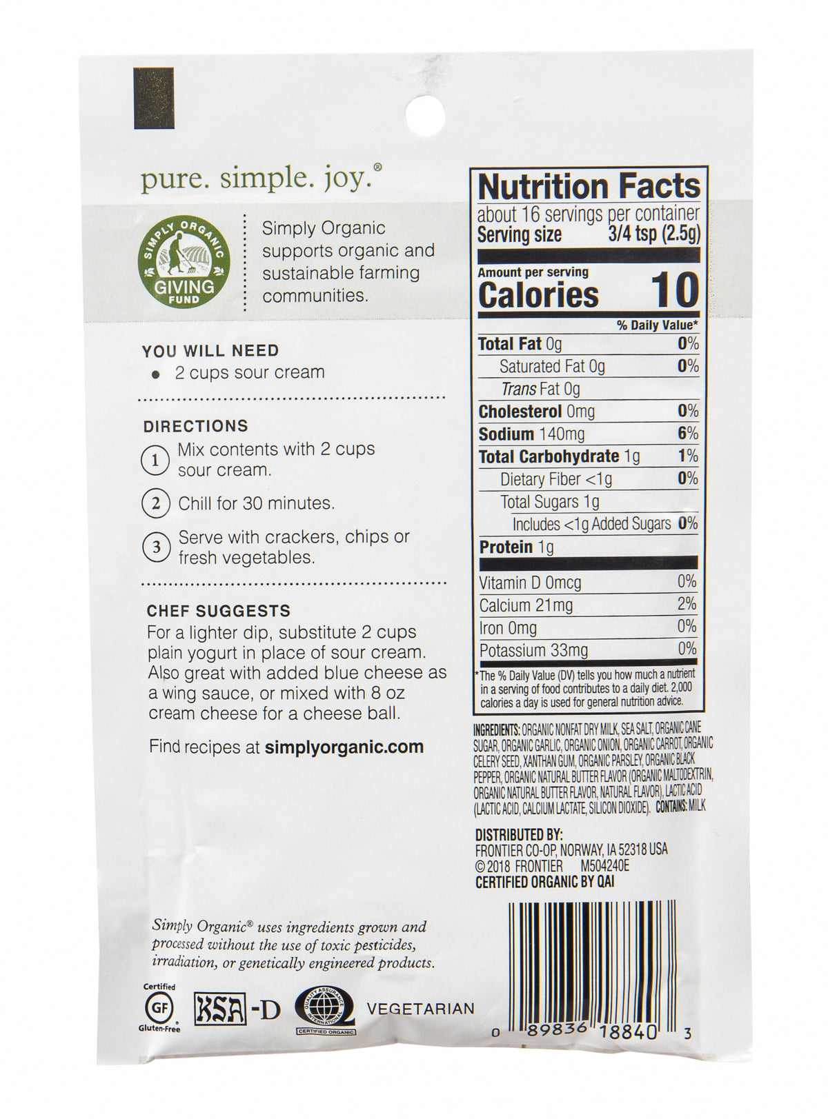 Ranch Dip Mix, Organic