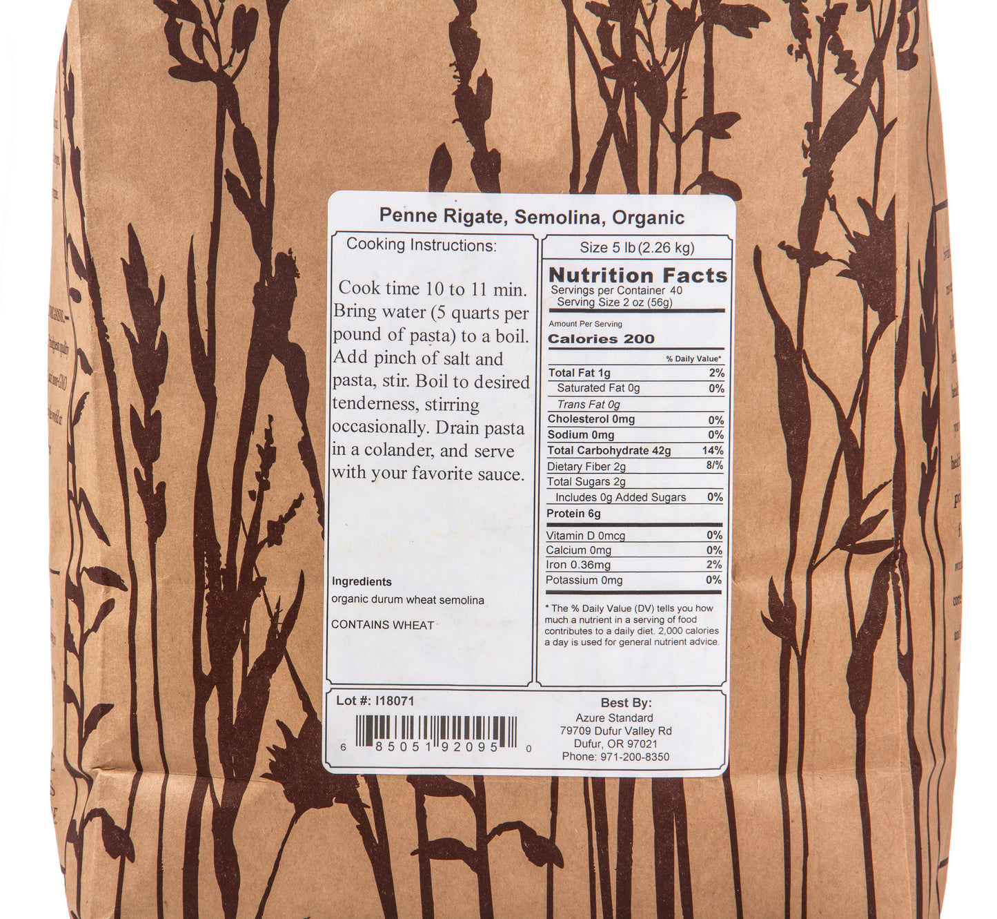 Penne Rigate, Semolina, Organic