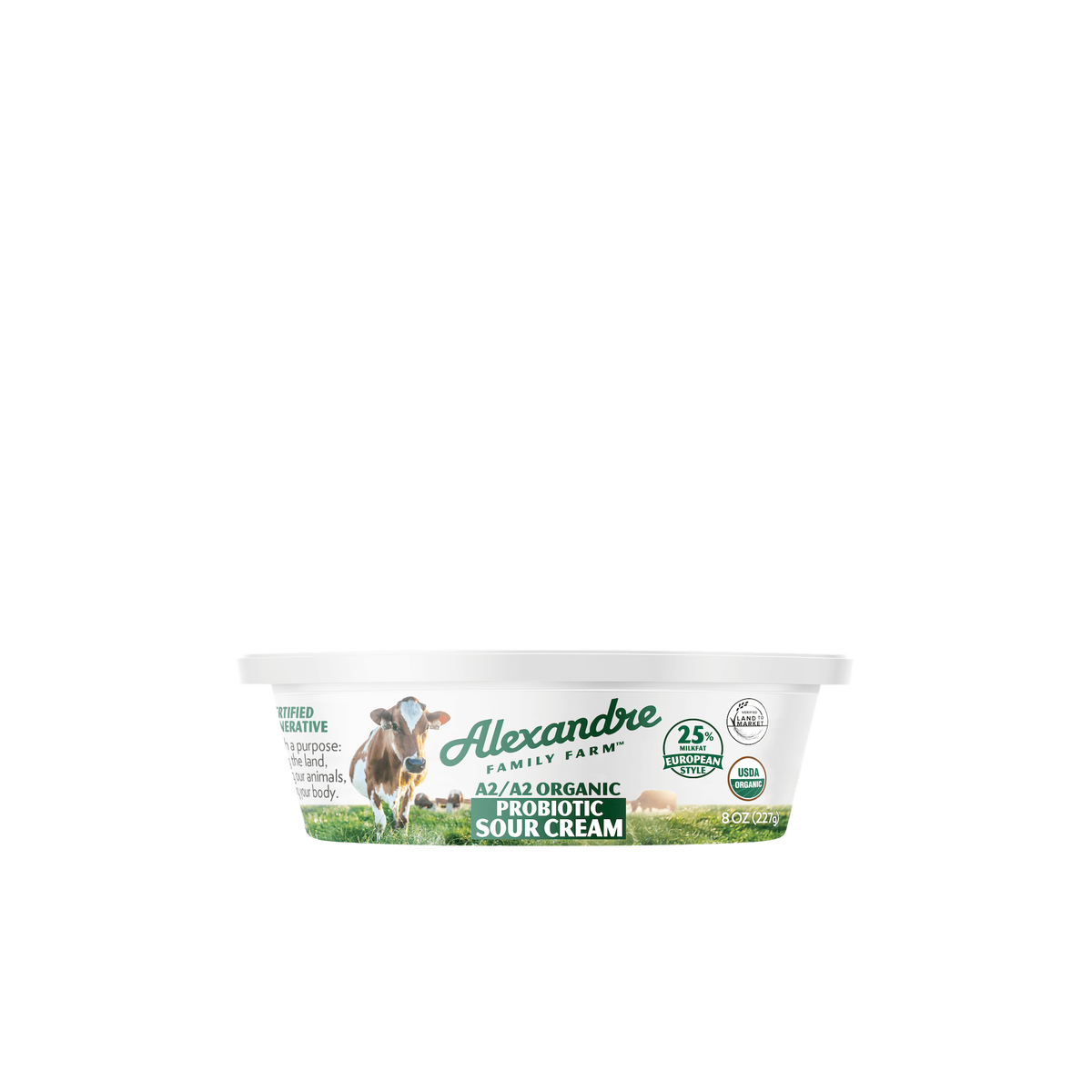 Sour Cream, A2, European Style, 25% Milk Fat, Probiotic, Organic
