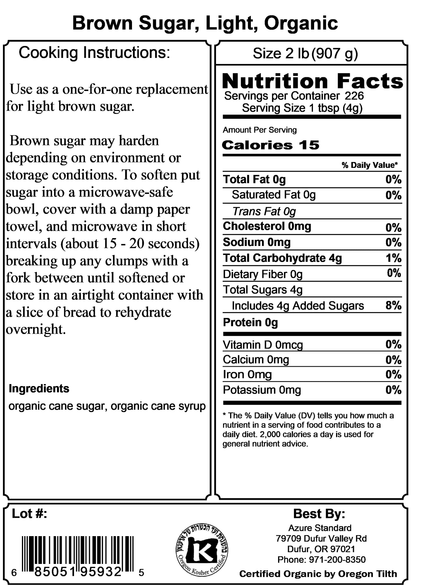 Brown Sugar, Light, Organic