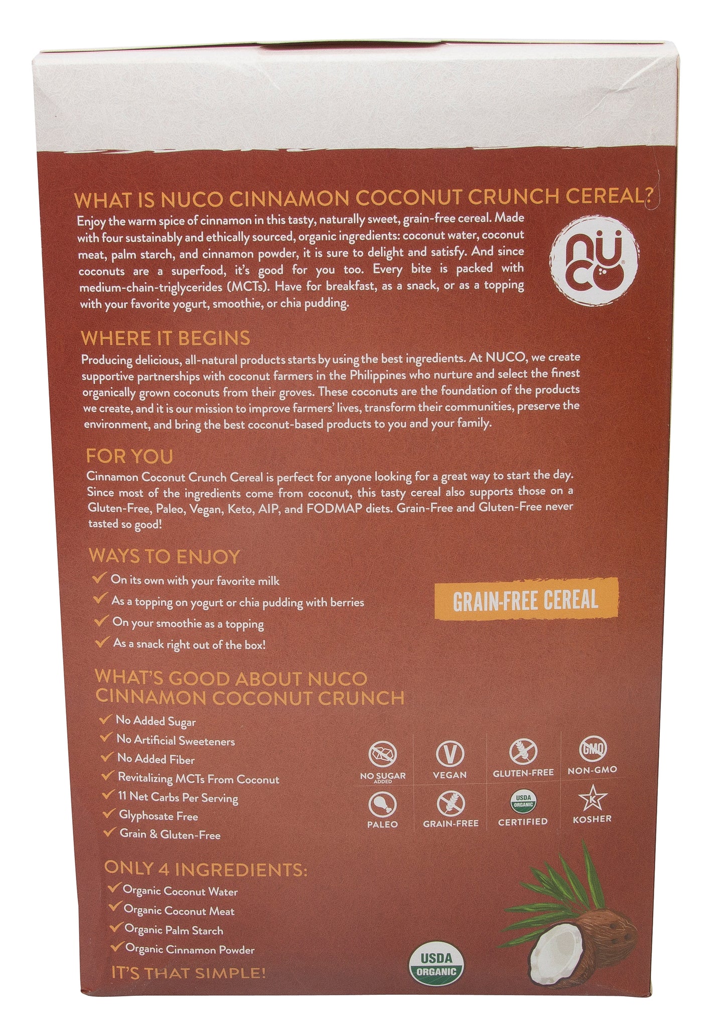 Coconut Crunch Grain Free Cereal, Cinnamon, Organic