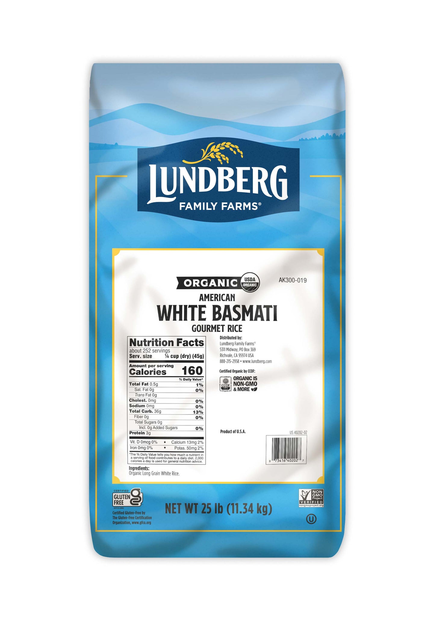 Rice, White Basmati, Organic, Gluten Free