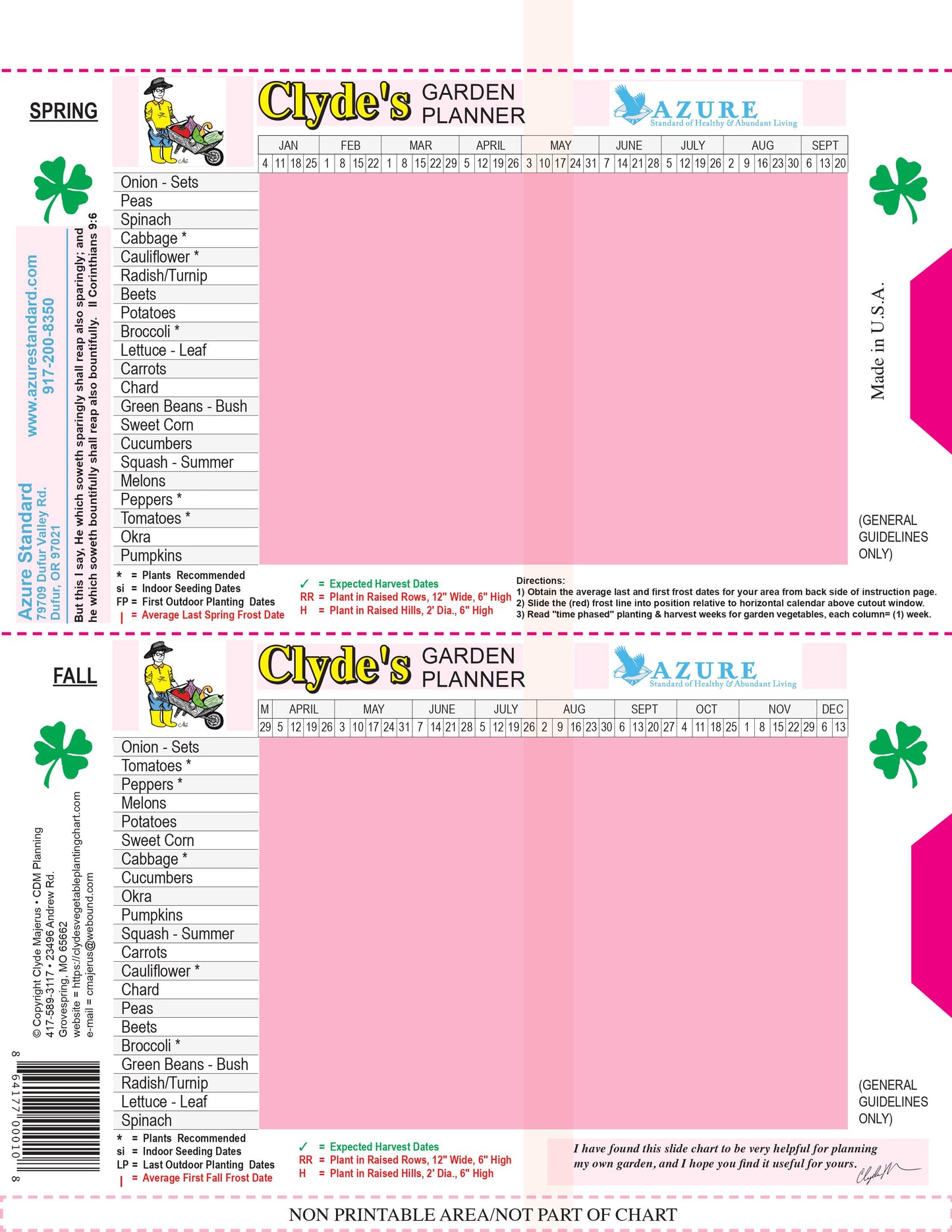 Garden Planner, Vegetable Planting Slide Chart