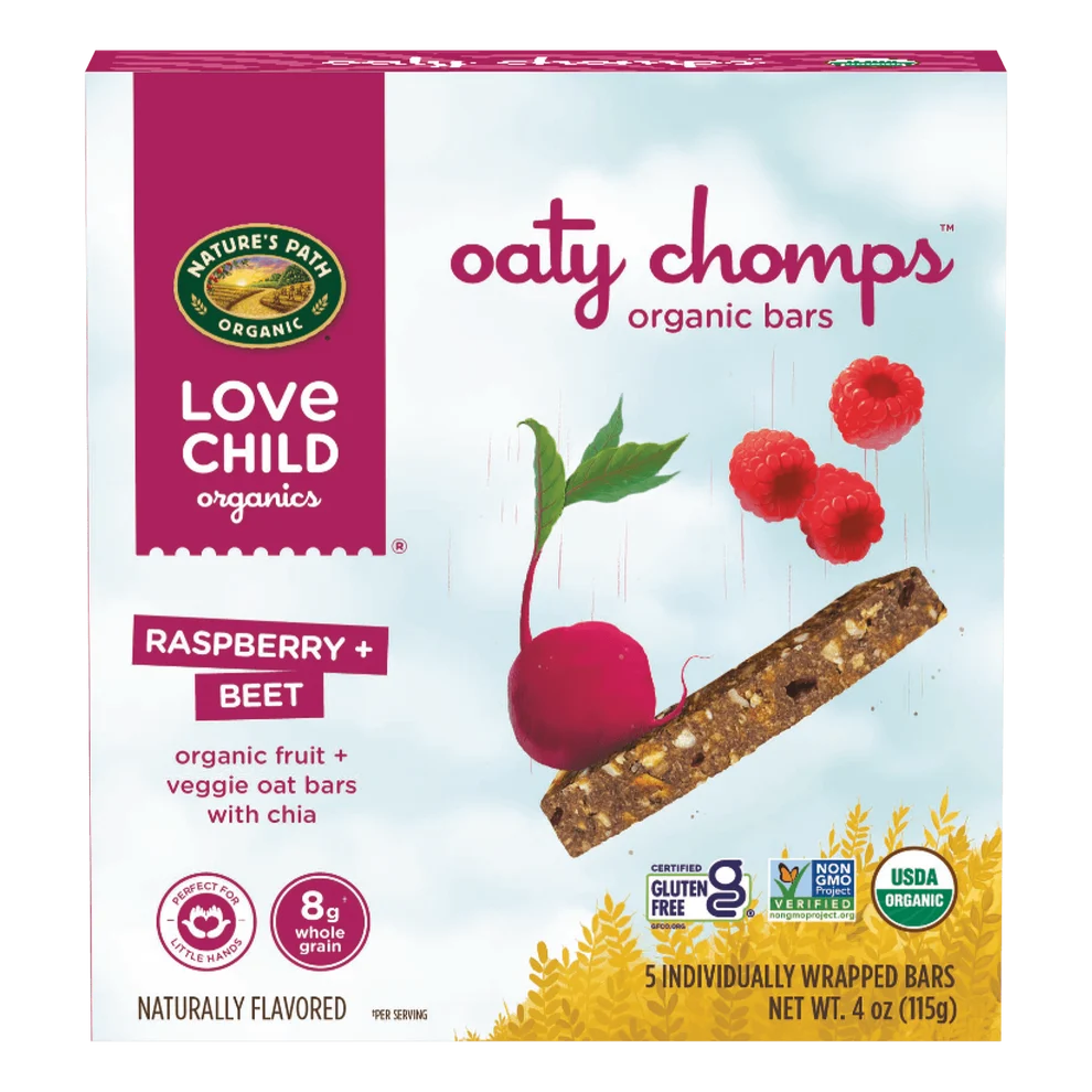 Oaty Chomps Snack Bar, Raspberry + Beet, 12+ Months, Organic