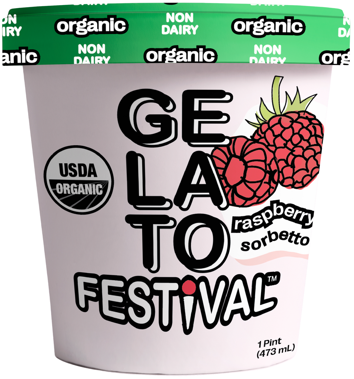 Gelato, Raspberry Sorbet, Frozen, Organic