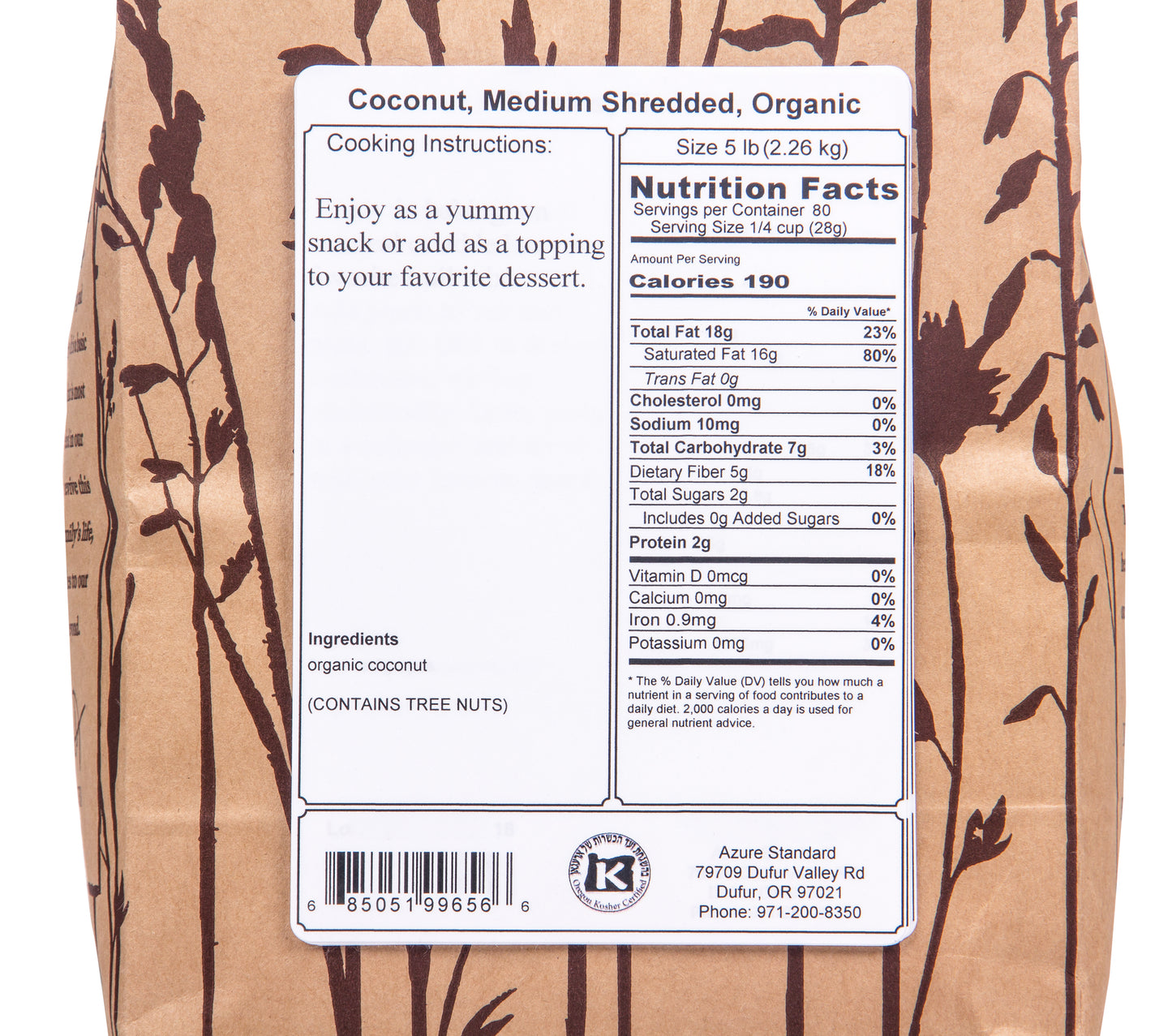 Coconut, Medium Shredded, Organic
