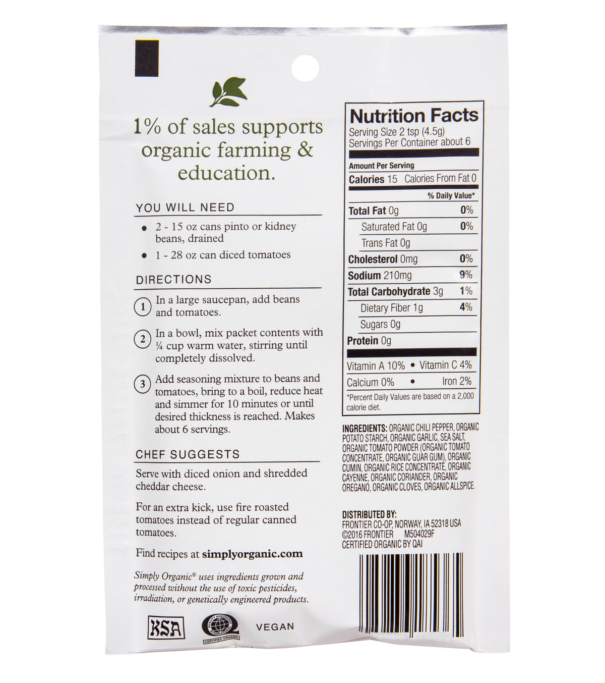 Vegetarian Chili Seasoning, Organic