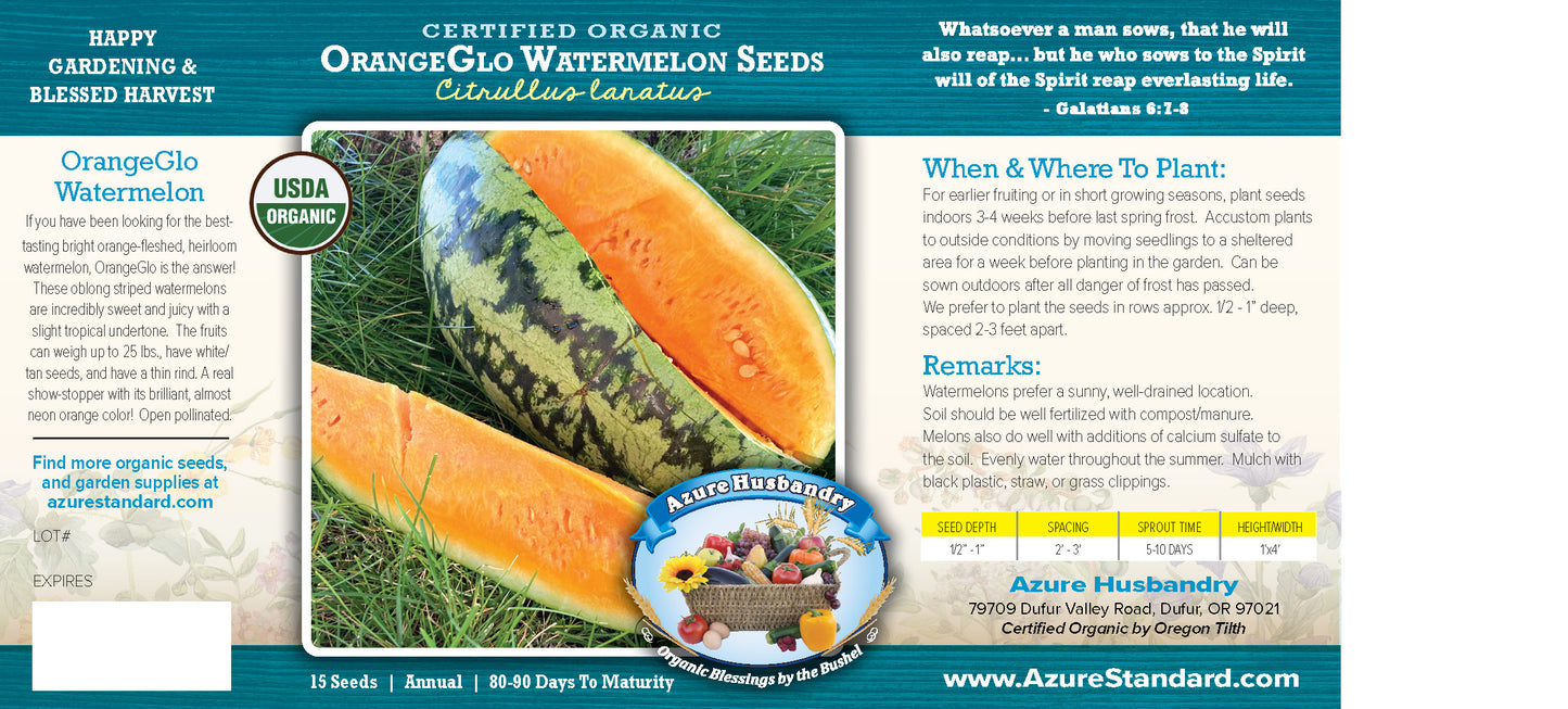 OrangeGlo Watermelon Seed, Organic