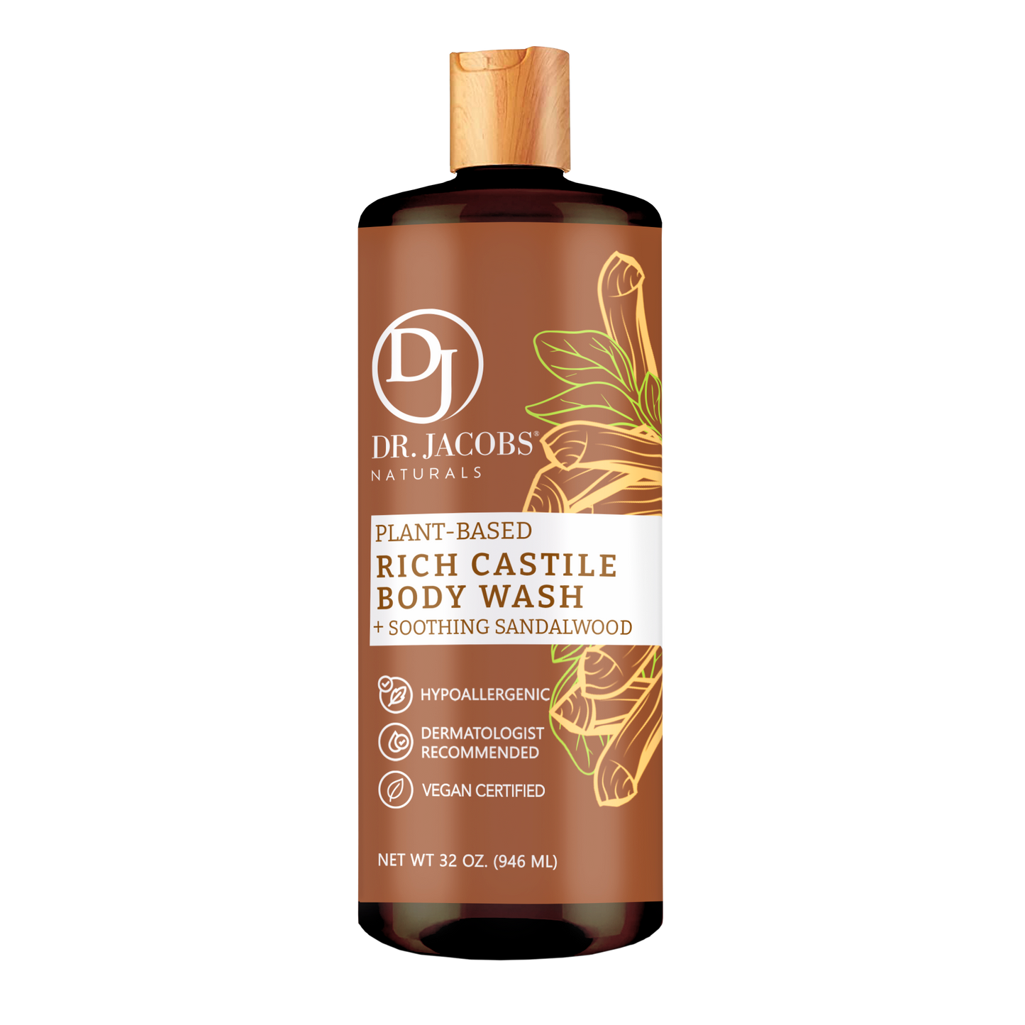 Castile Body Wash, Plant Based, Sandalwood