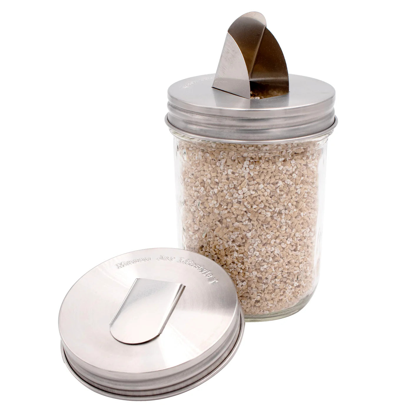 Grain Dispenser Flip Lids, Wide Mouth, Stainless Steel