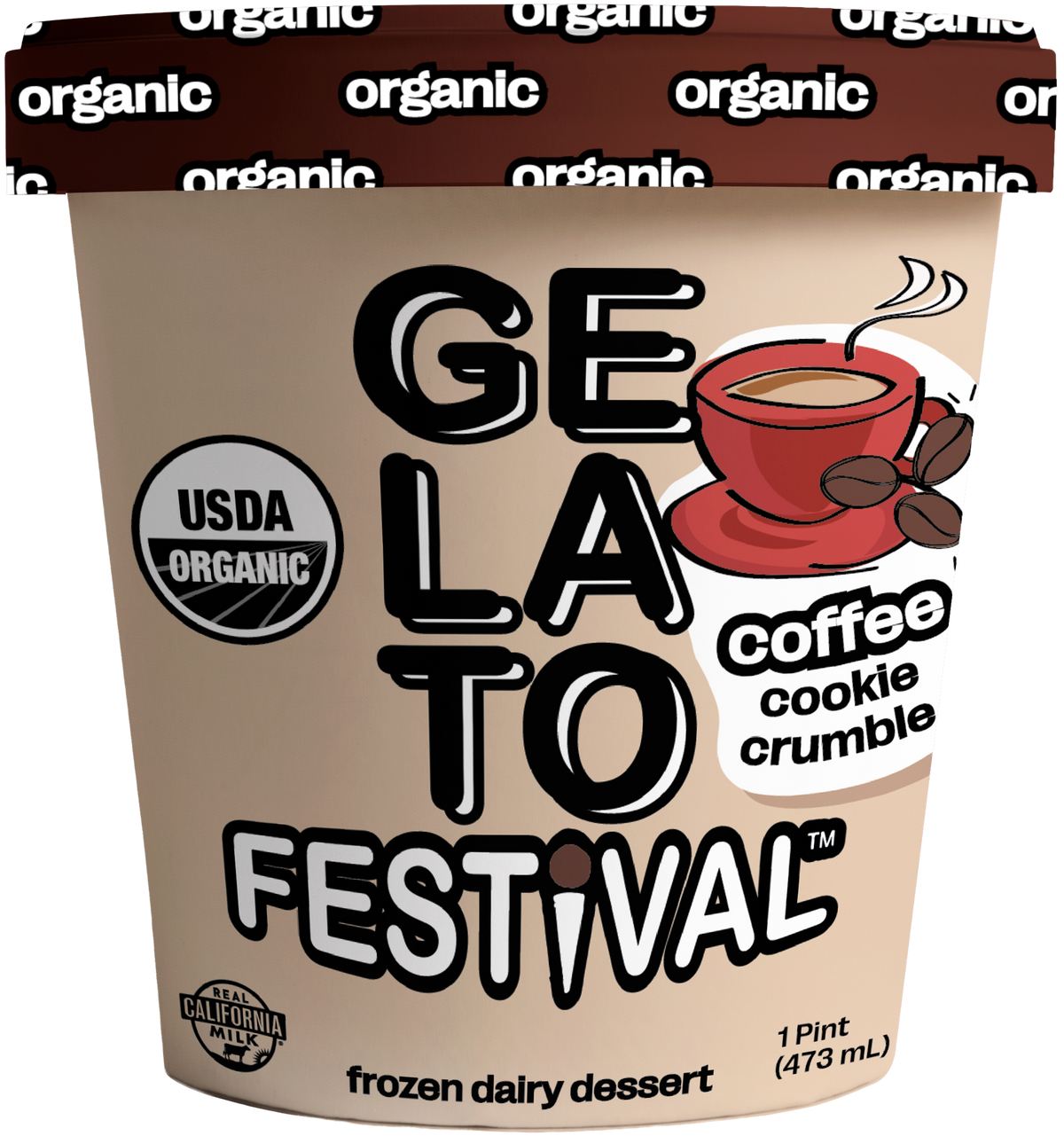 Gelato, Coffee Cookie Crumble, Frozen, Organic