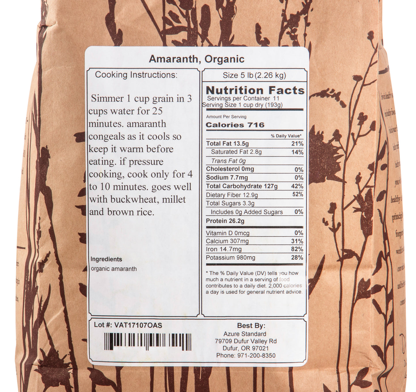 Amaranth, Organic
