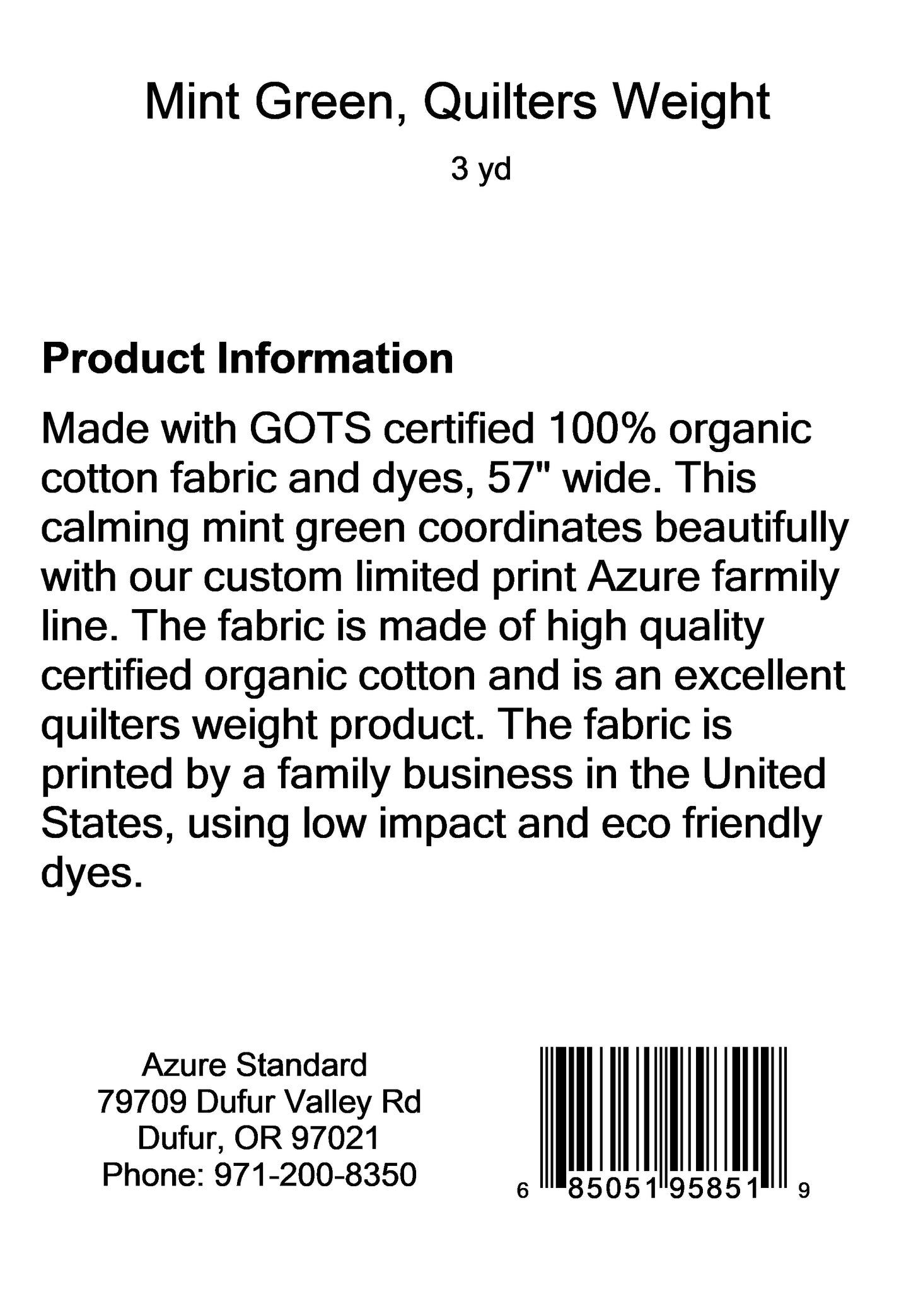 Mint Green, Quilters Weight