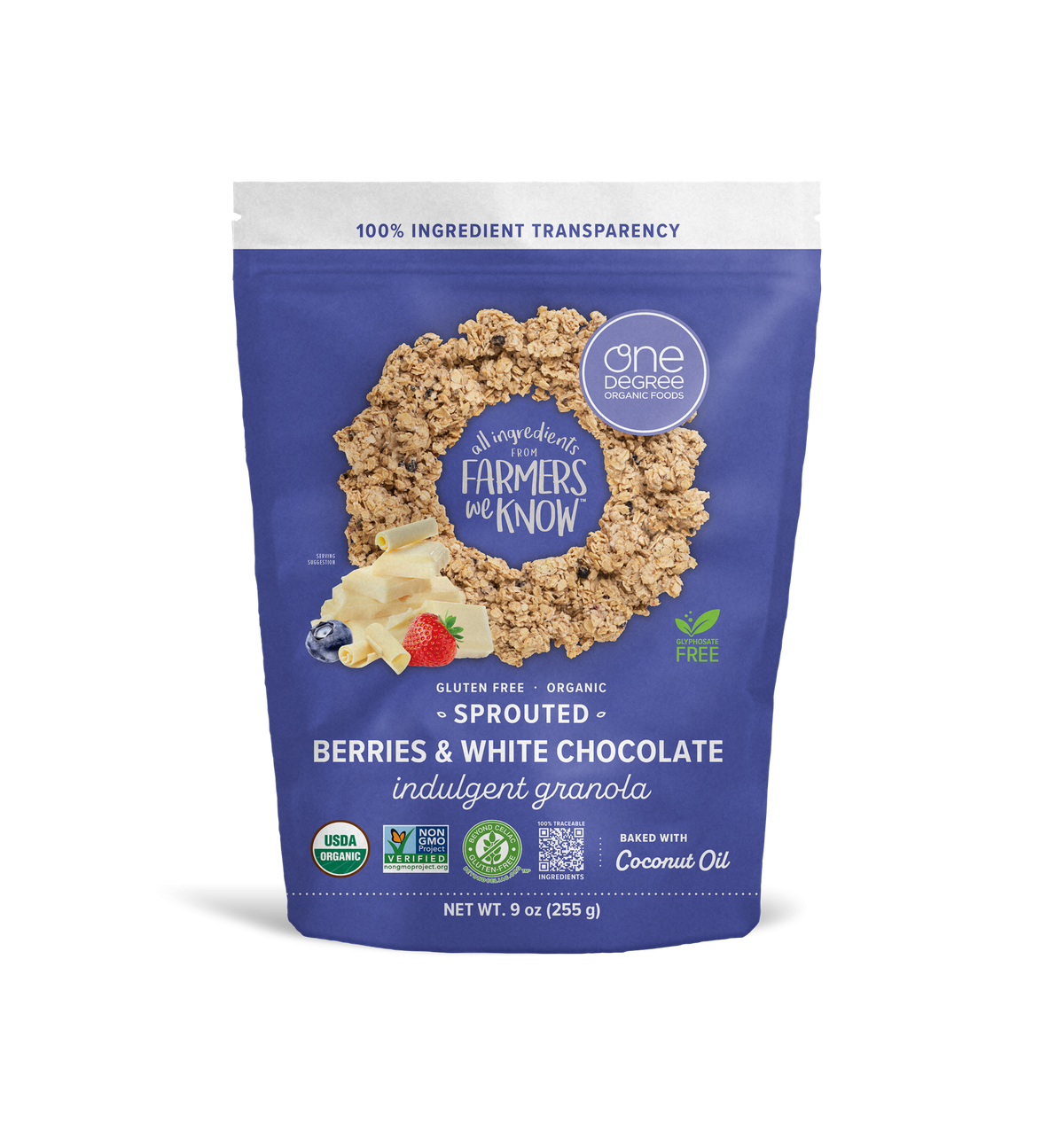 Indulgent Granola, Sprouted Berries & White Chocolate, Organic