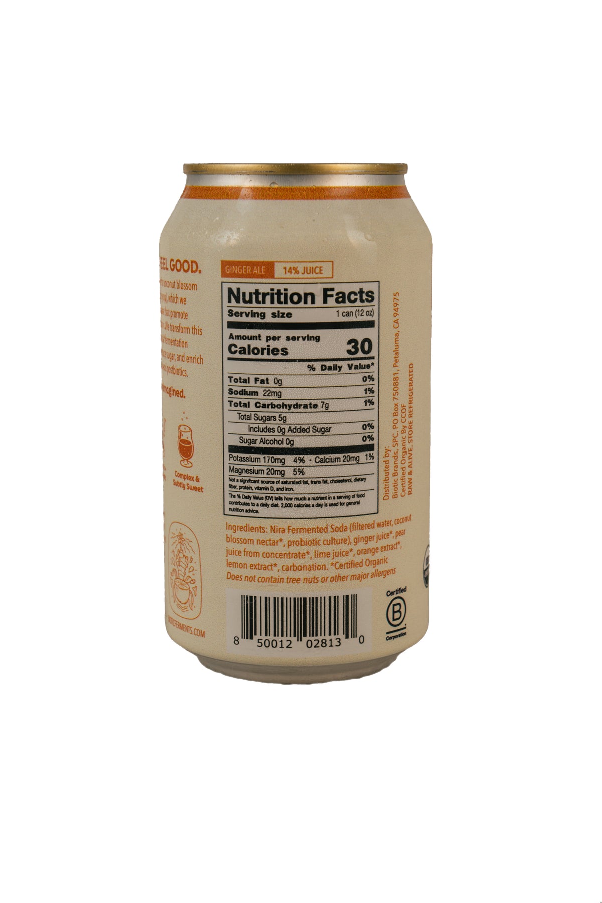 Nira Fermented Soda, Ginger Ale, Organic