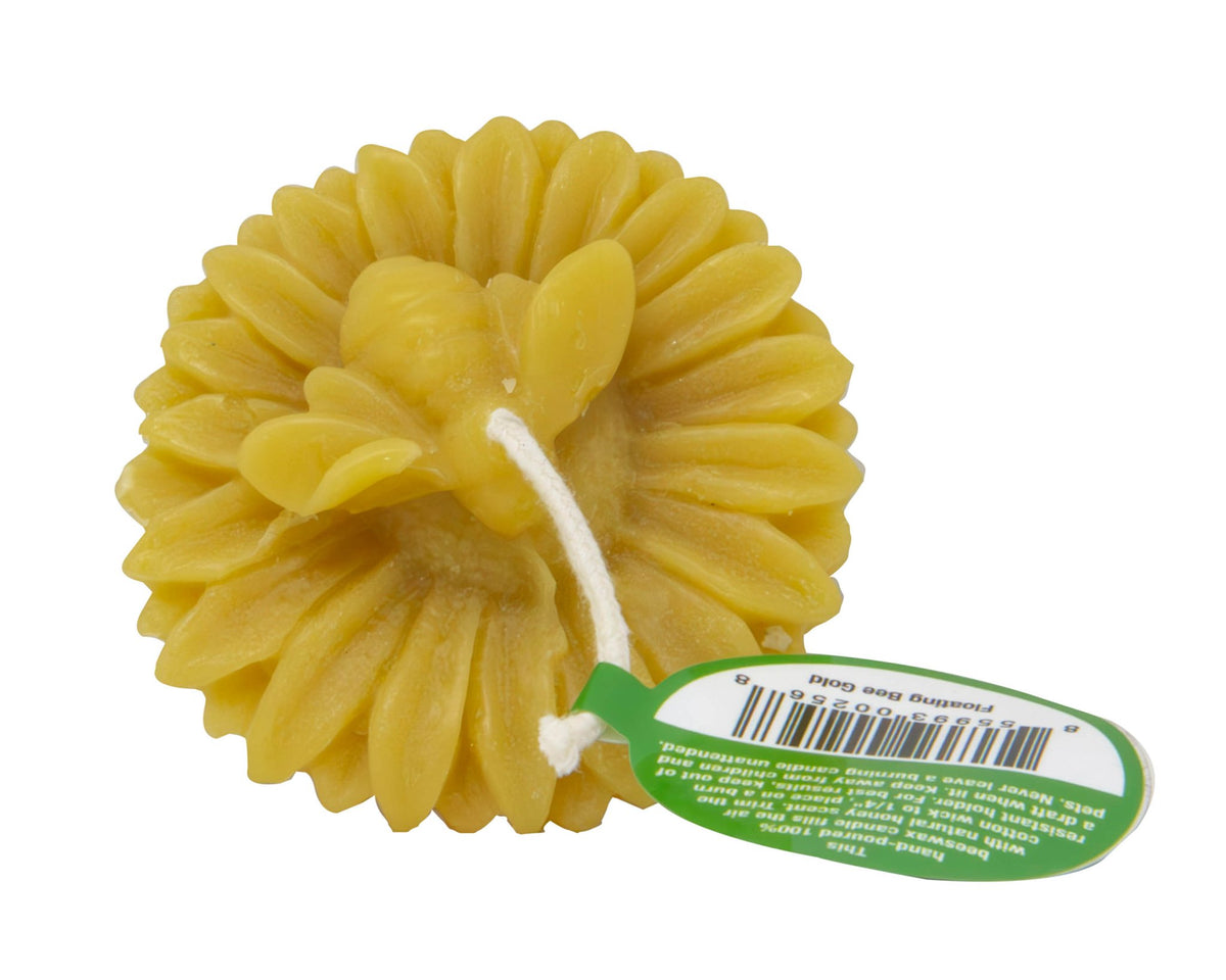 Candle, Beeswax, Floating Bee Pillar, Gold