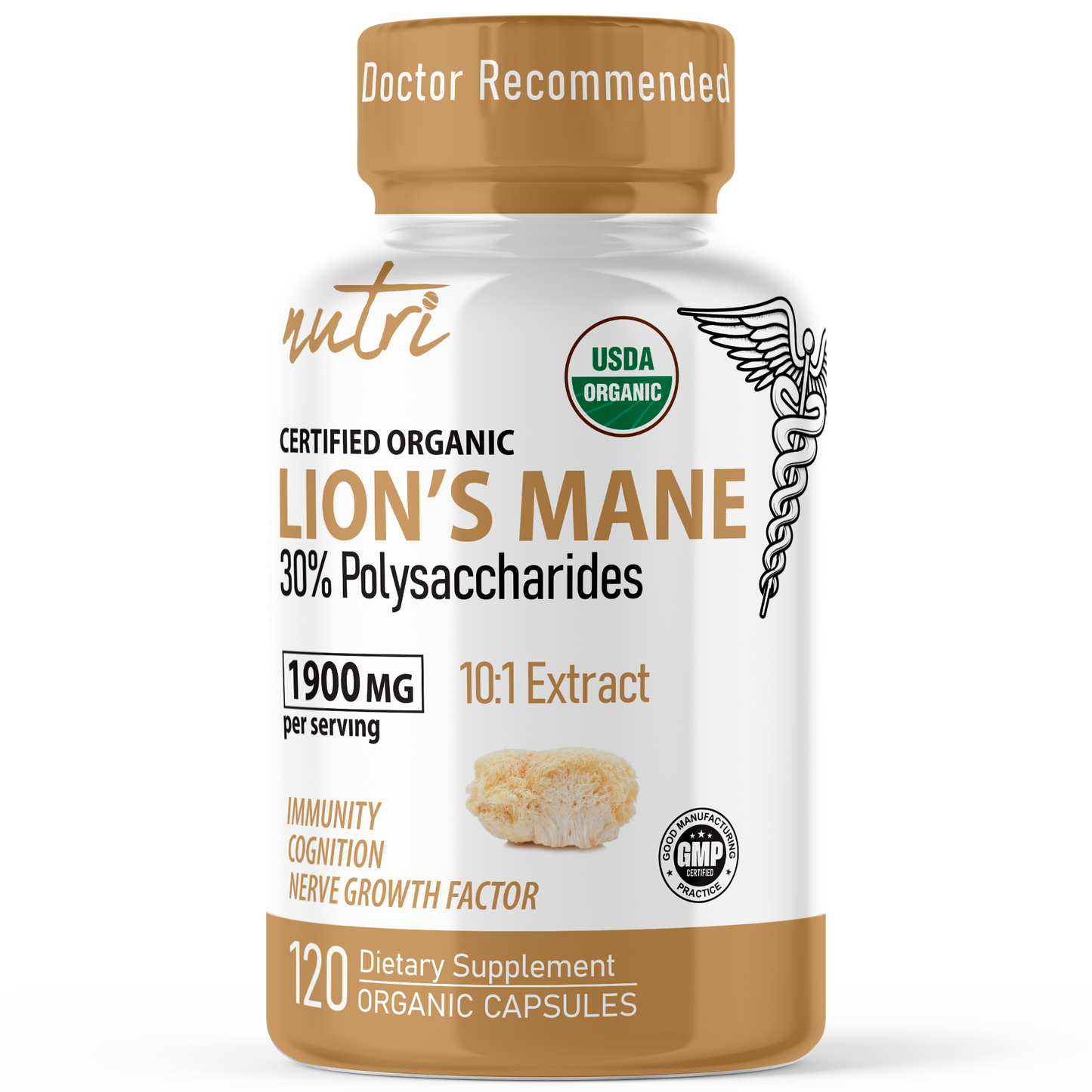 Lion's Mane, 10:1 Dual Extraction,1900mg, Organic