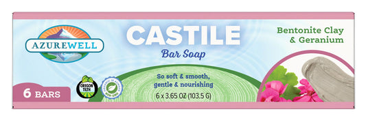 Castile Bar Soap, Clay & Geranium (with Bentonite Clay), Organic