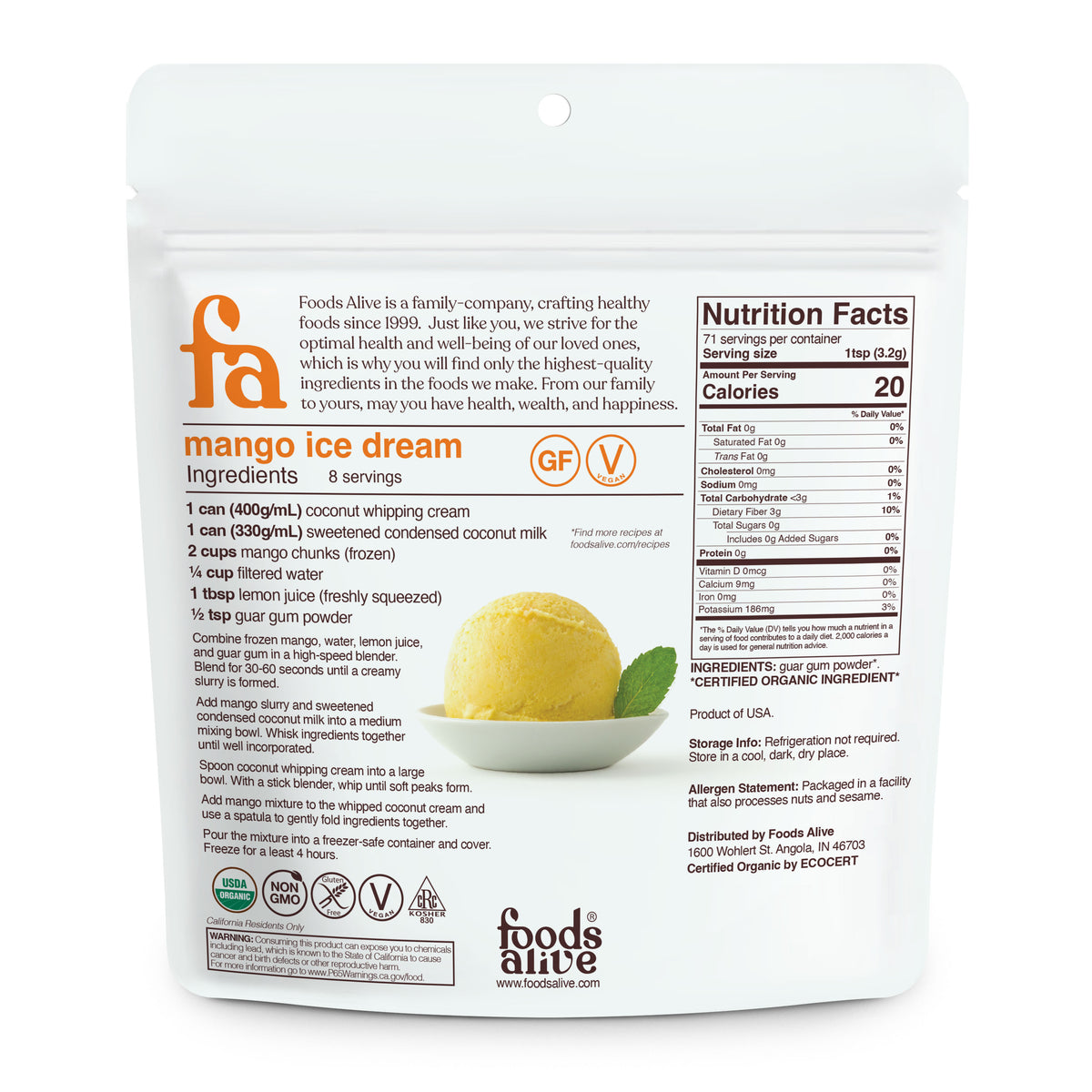 Guar Gum, Powder, Organic