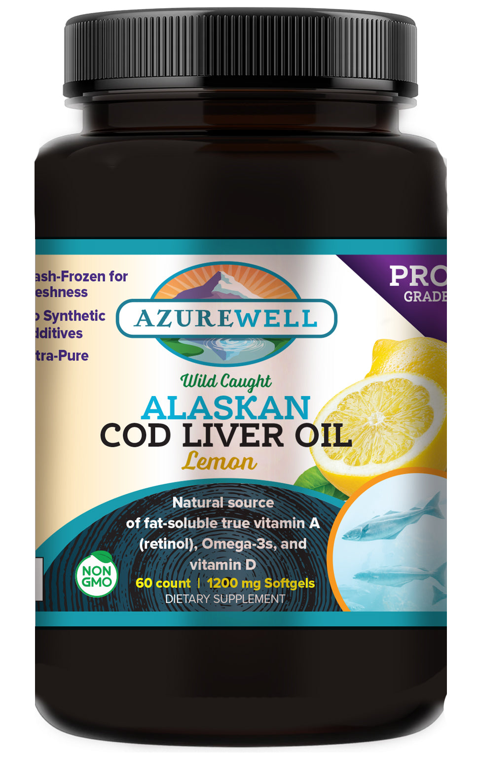 Alaskan Cod Liver Oil, Lemon, Softgels, 1,200 mg