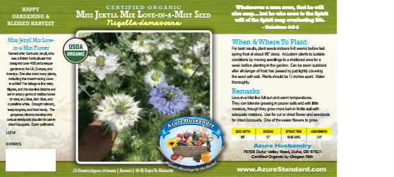 Miss Jekyll Love-in-a-Mist Seed, Organic