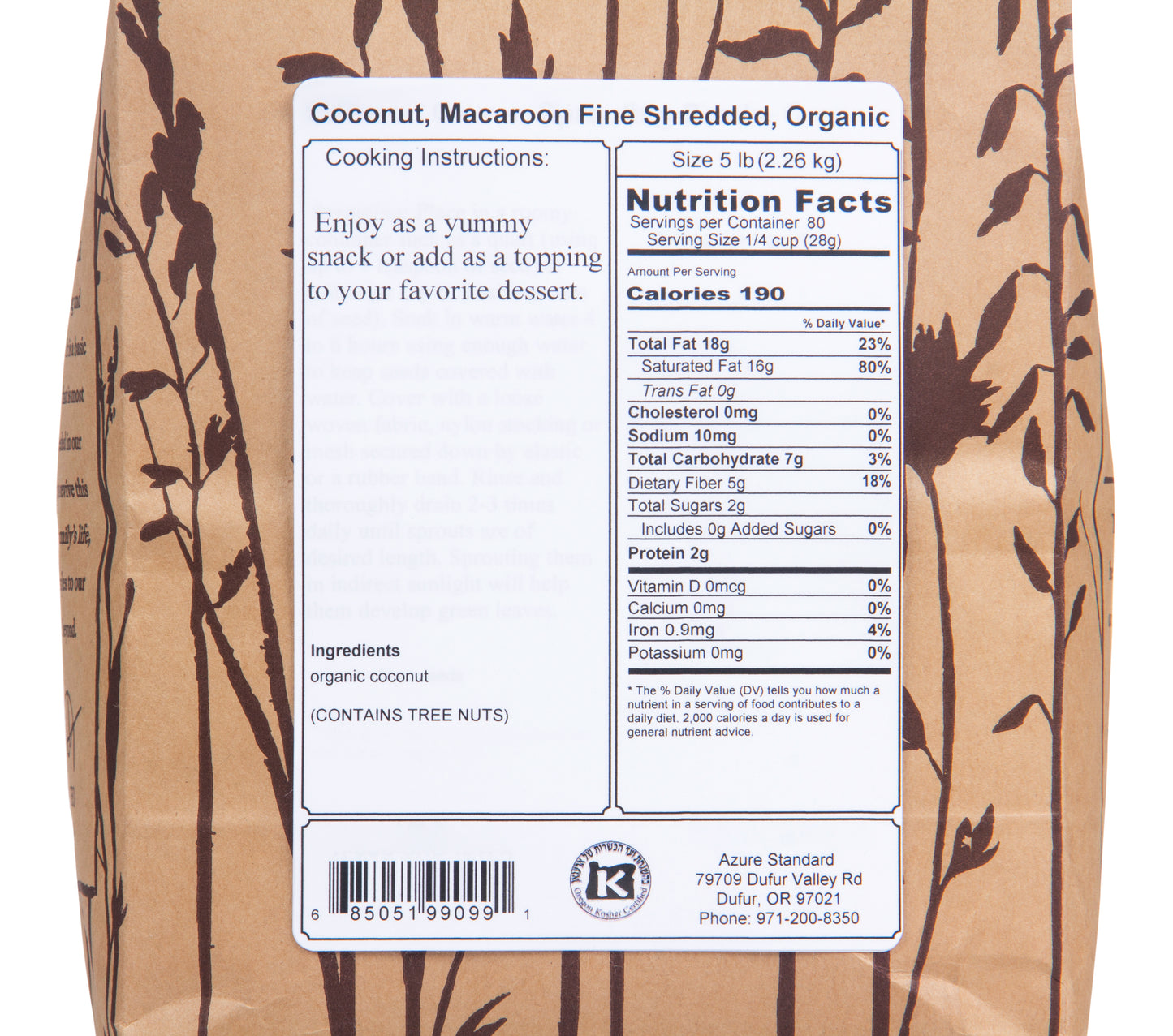 Coconut, Macaroon Fine Shredded, Organic