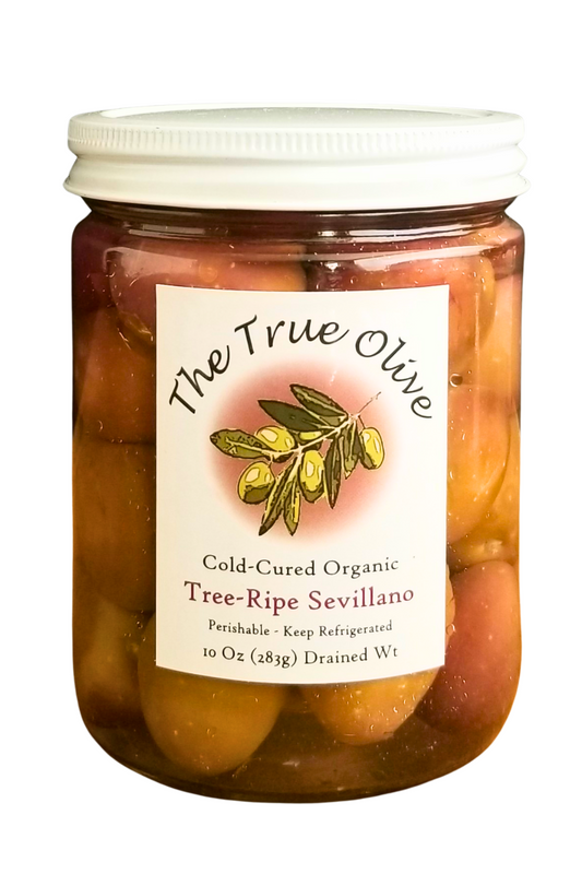 @Olives, Cold-Cured, Sevillano, Tree-Ripe, Organic