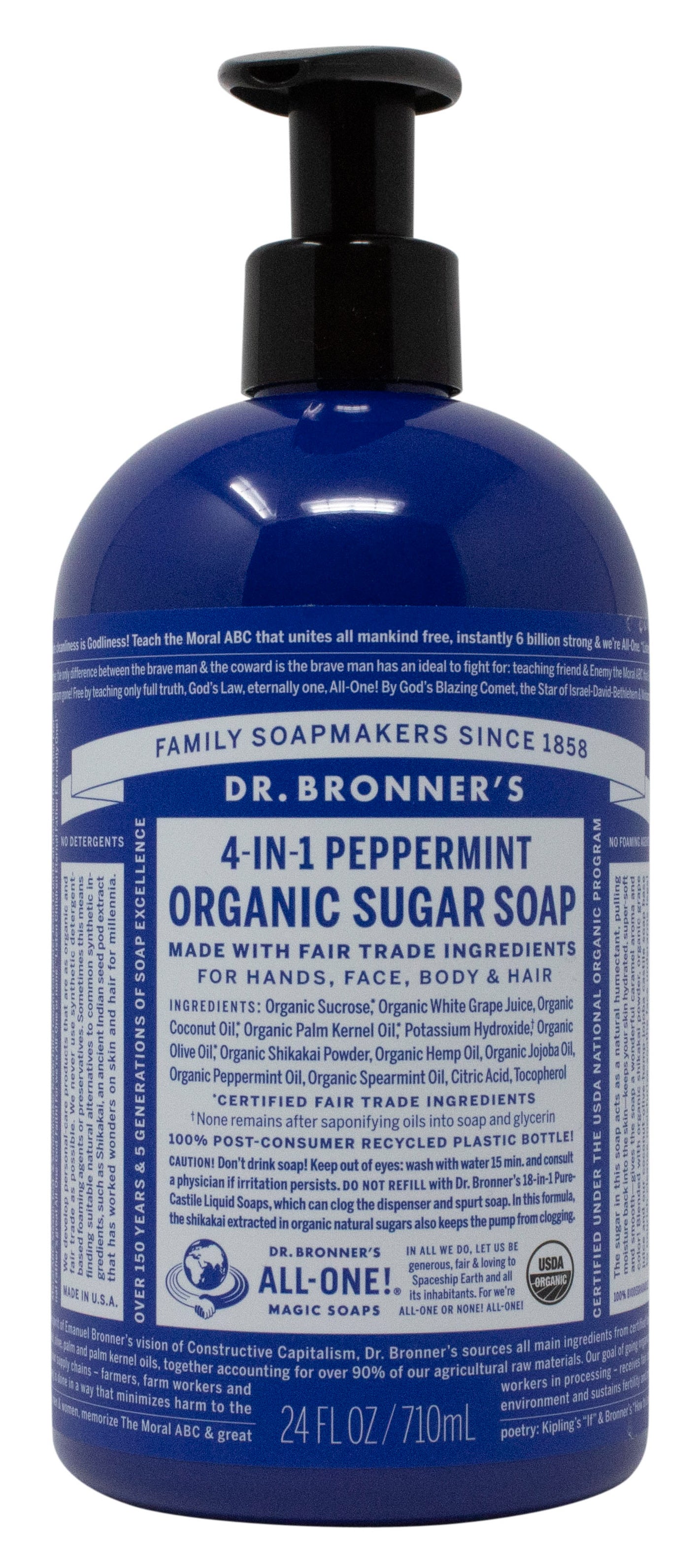 Sugar Pump Soap, Peppermint, Organic