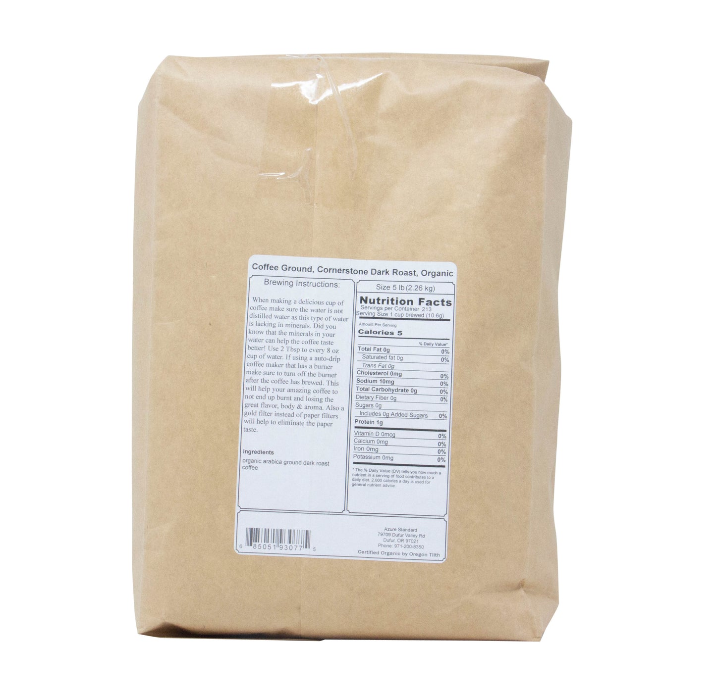 Coffee Ground, Cornerstone Dark Roast, Organic